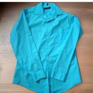 Geoffrey Beene Turquoise Dress Shirt Mens 16 34/35 Wrinkle Free